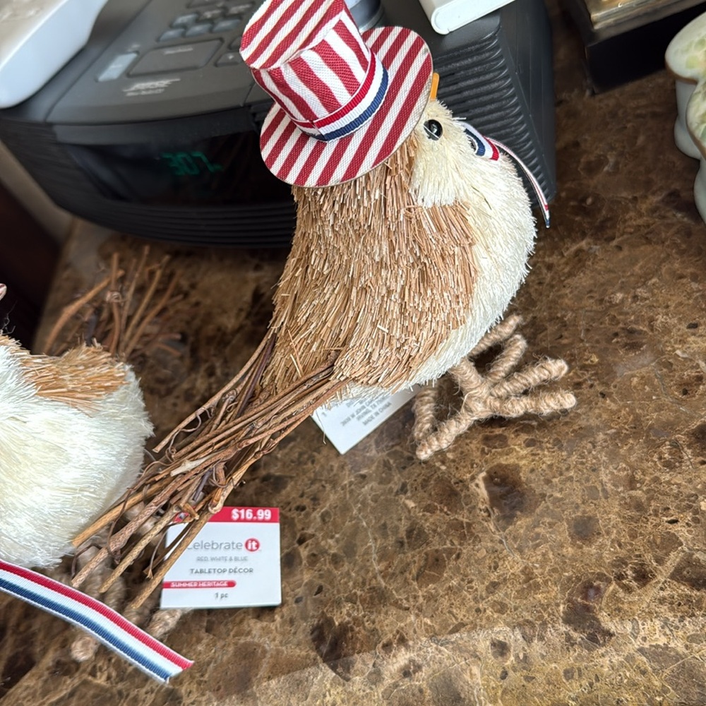 Celebrate your Fourth of July Bird Decor with Striped patriotic Hats - Picture 5 of 6